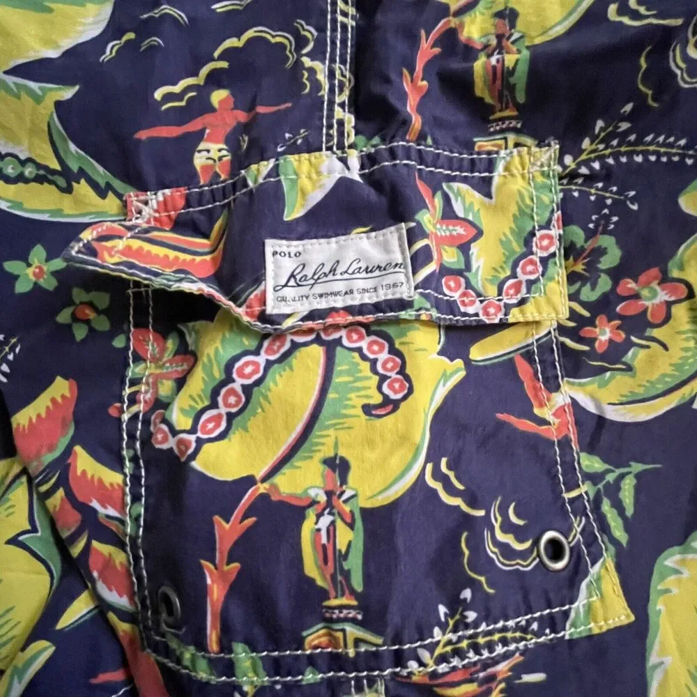 Vintage Polo Ralph Lauren Swim Shorts Trunks‎ Aloha Surfer Mens XL EUC